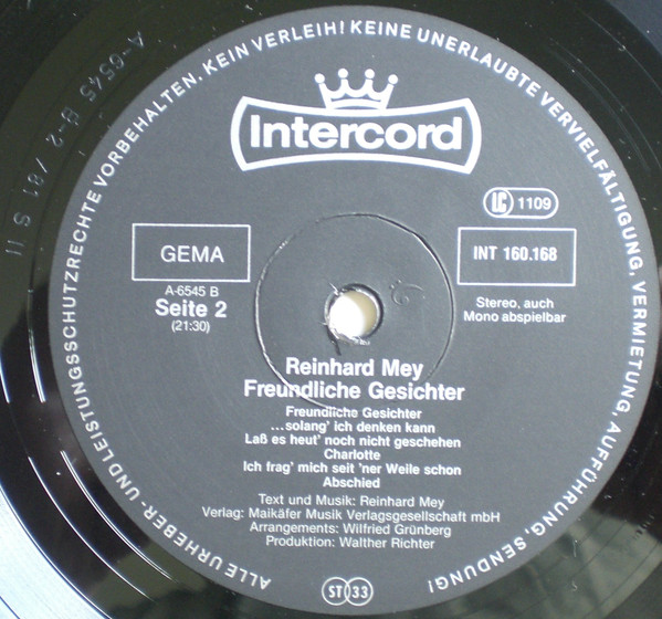 Cover zu Reinhard Mey - Freundliche Gesichter | 1981 | Vinyl | Pop, Folk, World, & Country | Germany