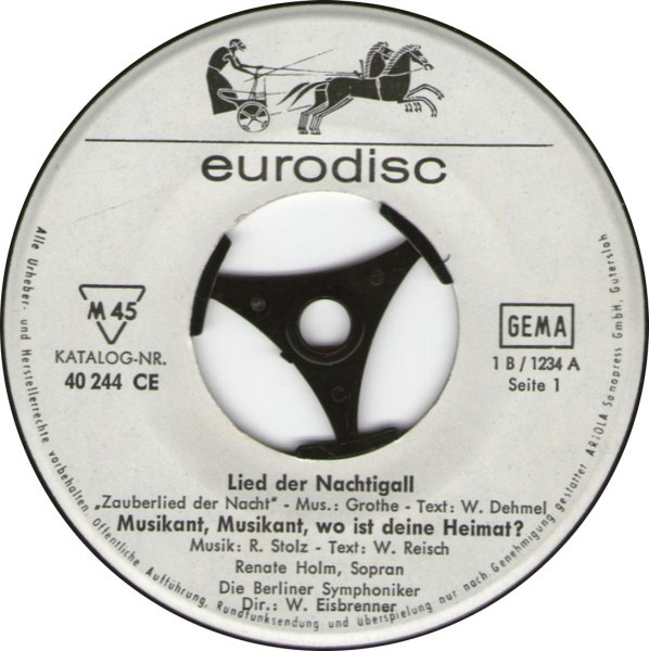 Cover zu Renate Holm - Lied Der Nachtigall | 1963 | Vinyl | Classical, Stage & Screen | Germany Schallplatten Ankauf
