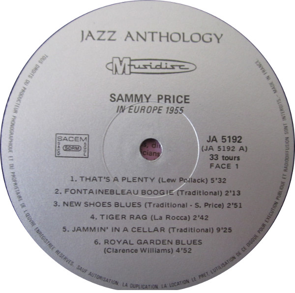 Cover zu Sammy Price - In Europe 1955 | 1976 | Vinyl | Jazz, Blues | France