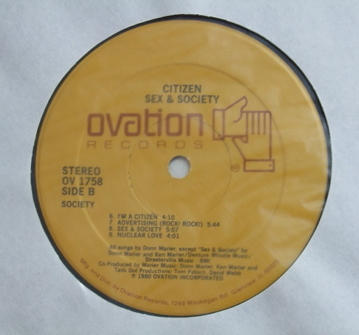 Cover zu Citizen (14) - Sex And Society | 1980 | Vinyl | Rock, Pop | US