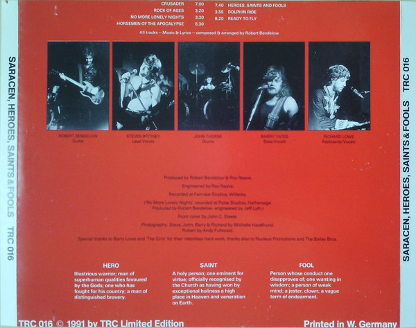 Cover zu Saracen (2) - Heroes, Saints & Fools | 1991 | Vinyl | Rock | Germany Schallplatten Ankauf