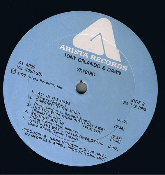 Cover zu Tony Orlando & Dawn - Skybird | 1975 | Vinyl | Rock | US Schallplatten Ankauf
