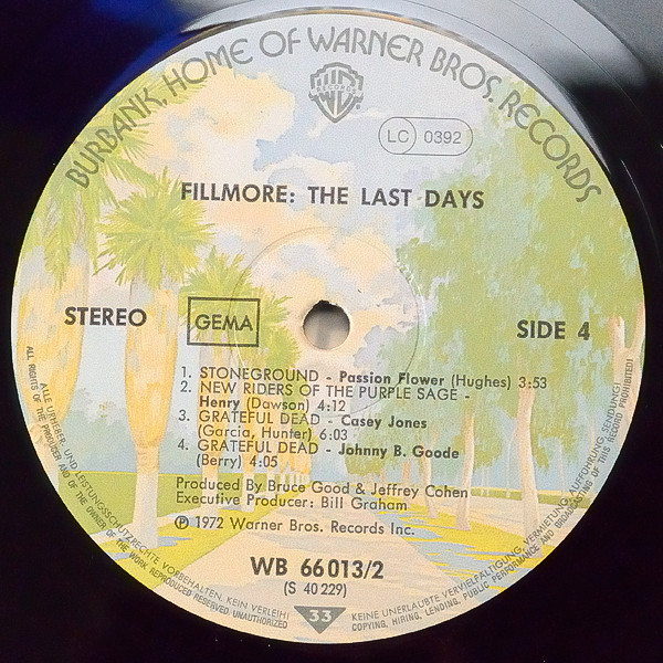Cover zu Various - The Last Days Of Fillmore | 1976 | Vinyl | Rock | Germany