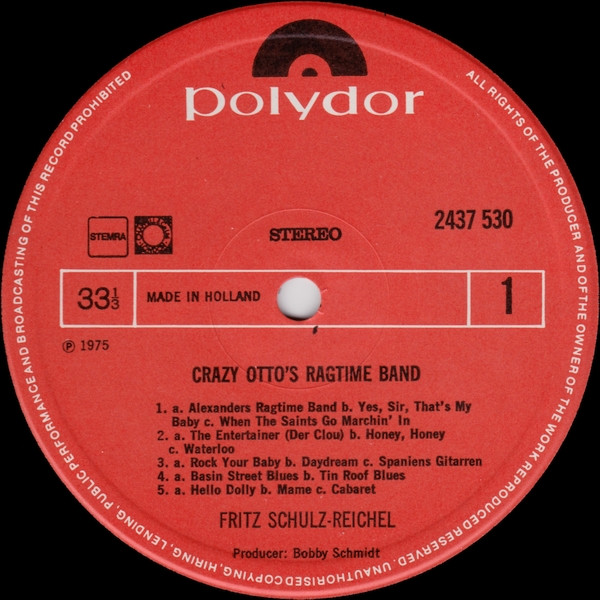Cover zu Crazy Otto's Ragtime Band - Crazy Otto's Ragtime Band | 1978 | Vinyl | Jazz | Netherlands