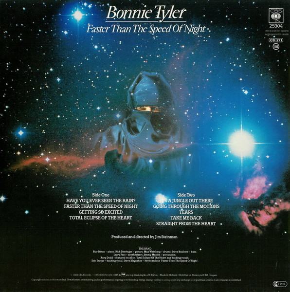 Cover zu Bonnie Tyler - Faster Than The Speed Of Night | 1983 | Vinyl | Electronic, Rock, Pop | Europe