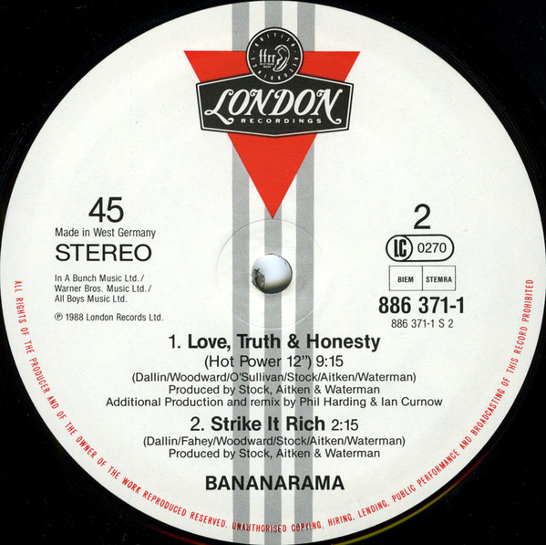 Cover zu Bananarama - Love, Truth & Honesty (The Remixes) | 1988 | Vinyl | Pop | Europe