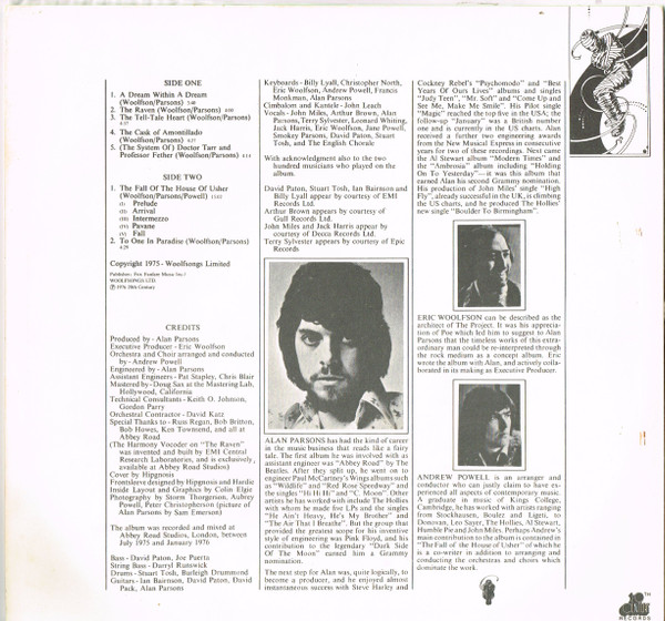 Cover zu The Alan Parsons Project - Tales Of Mystery And Imagination - Edgar Allan Poe | 1976 | Vinyl, LP, Album | Rock | Italy