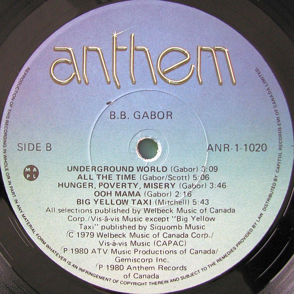 Cover zu BB Gabor - BB Gabor | 1980 | Vinyl | Rock | Canada