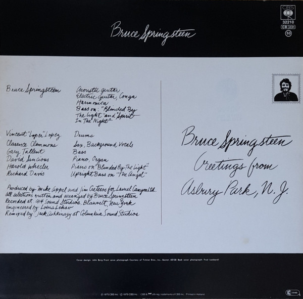 Cover zu Bruce Springsteen - Greetings From Asbury Park N.J. | 1986 | Vinyl | Rock | Europe Schallplatten Ankauf