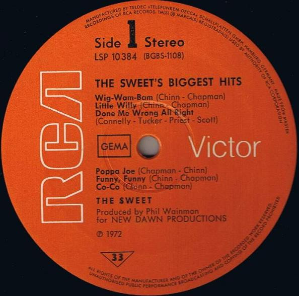Cover zu The Sweet - The Sweet's Biggest Hits | 1972 | Vinyl | Rock | Germany Schallplatten Ankauf