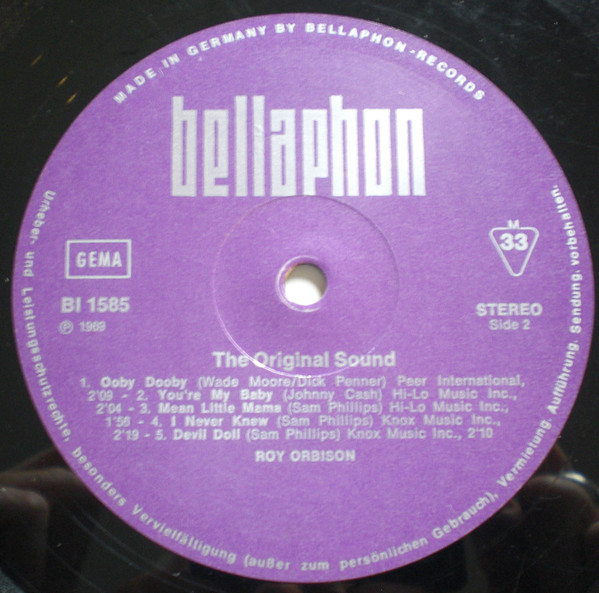 Cover zu Roy Orbison - The Original Sound | Vinyl | Rock | Germany Schallplatten Ankauf