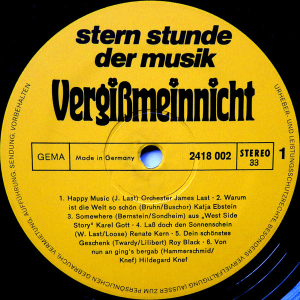 Cover zu Various - Vergißmeinnicht - Stern-Stunde Der Musik | 1970 | Vinyl | Pop | Germany Schallplatten Ankauf