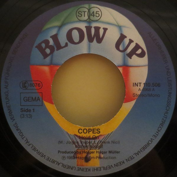 Cover zu Copes (2) - Hold On | 1982 | Vinyl | Electronic, Rock, Pop | Germany Schallplatten Ankauf