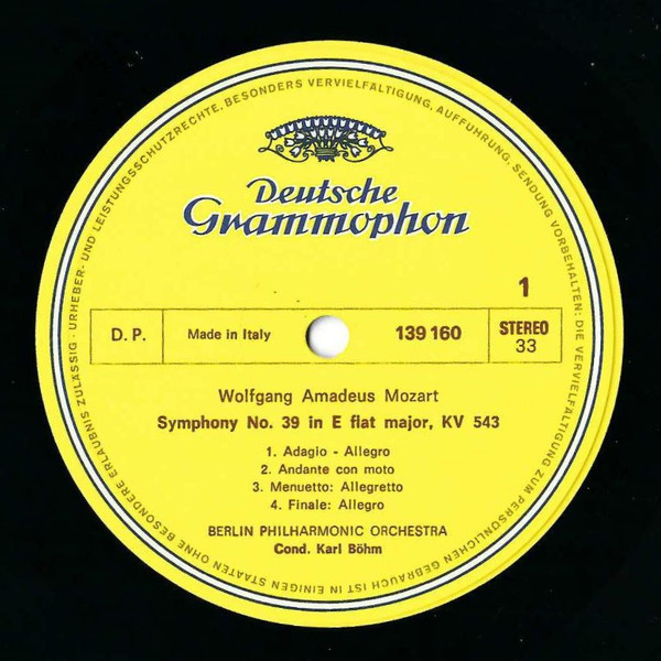 Cover zu Wolfgang Amadeus Mozart - Karl Böhm, Berliner Philharmoniker - Symphonien Nr. 39 Es-Dur (In E Flat Major) • Nr. 36 »Linzer« | Vinyl | Classical | USA & Europe Schallplatten Ankauf