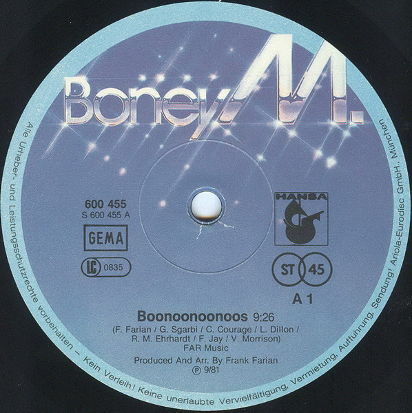 Cover zu Boney M. - Boonoonoonoos / We Kill The World (Don't Kill The World) | 1981 | Vinyl | Electronic, Pop | Germany Schallplatten Ankauf