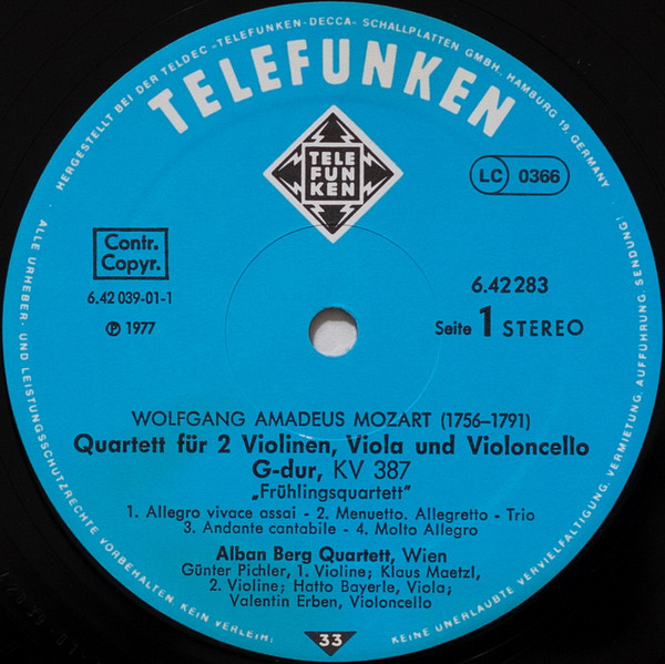 Cover zu Wolfgang Amadeus Mozart / Joseph Haydn - Alban Berg Quartett - »Frühlingsquartett« / »Reiterquartett« | 1977 | Vinyl | Classical | Germany