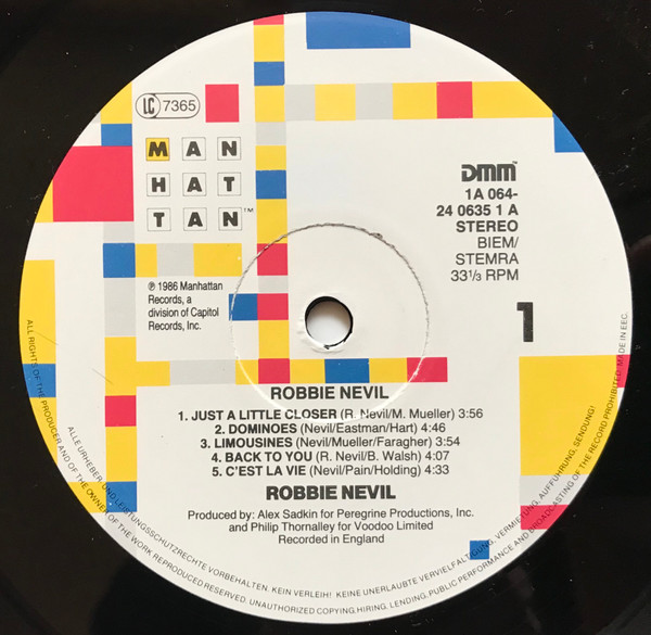Cover zu Robbie Nevil - Robbie Nevil | 1986 | Vinyl | Electronic, Pop | Europe Schallplatten Ankauf