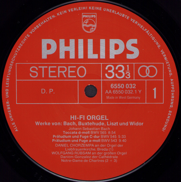 Cover zu Johann Sebastian Bach, Dieterich Buxtehude, Franz Liszt, Charles-Marie Widor - Jean Guillou, Daniel Chorzempa, Wolfgang Rübsam (2) - Hi-Fi Orgel | 1977 | Vinyl, LP, Stereo | Classical