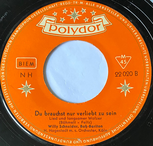 Cover zu Willy Schneider - Man Müßte Nochmal Zwanzig Sein / Du Brauchst Nur Verliebt Zu Sein | 1954 | Vinyl, 7
