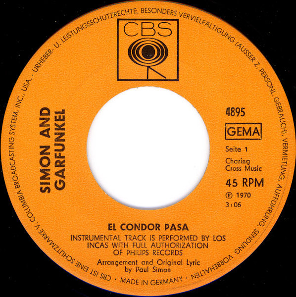 Cover zu Simon & Garfunkel - El Condor Pasa | 1970 | Vinyl | Rock | Germany Schallplatten Ankauf