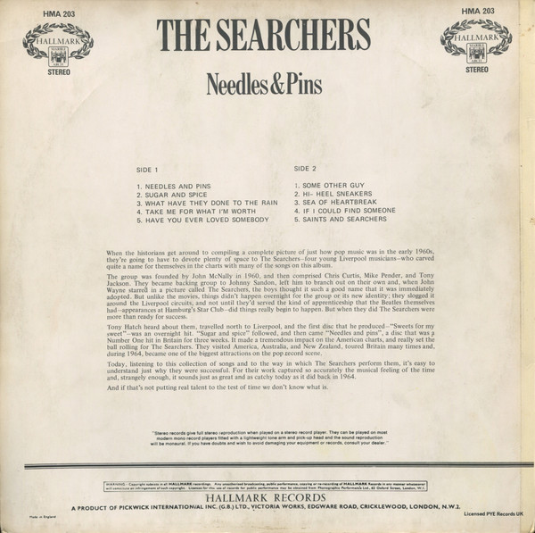 Cover zu The Searchers - Needles & Pins | 1971 | Vinyl | Pop | UK