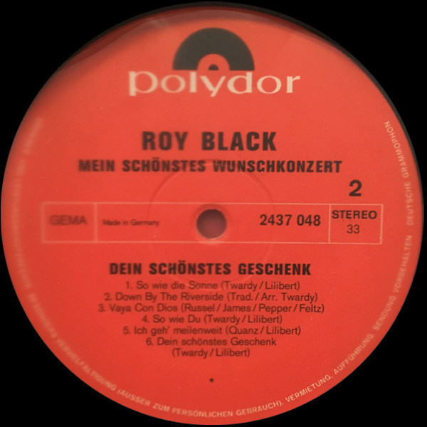 Cover zu Roy Black - Mein Schönstes Wunschkonzert | 1970 | Vinyl | Pop | Germany