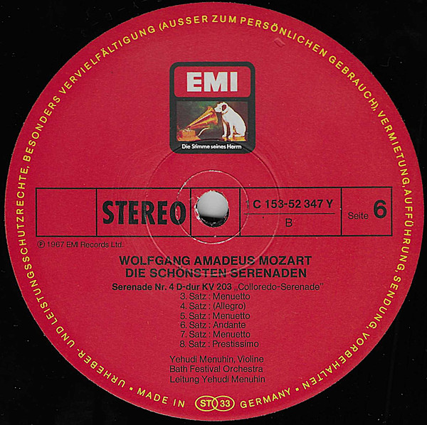 Cover zu Wolfgang Amadeus Mozart - Herbert Von Karajan, Berliner Philharmoniker · Fritz Lehan, Consortium Musicum (2) · Yehudi Menuhin, Bath Festival Orchestra - Die Schönsten Serenaden | 1978