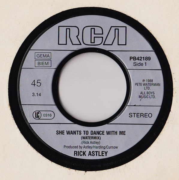 Cover zu Rick Astley - She Wants To Dance With Me | 1988 | Vinyl | Rock, Pop | Europe