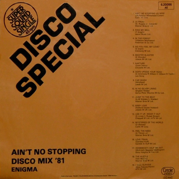 Bild Enigma (2) – Ain’t No Stopping – Disco Mix ’81 | 1981 | Vinyl, 12″, 45 RPM | Electronic | Germany Schallplatten Ankauf
