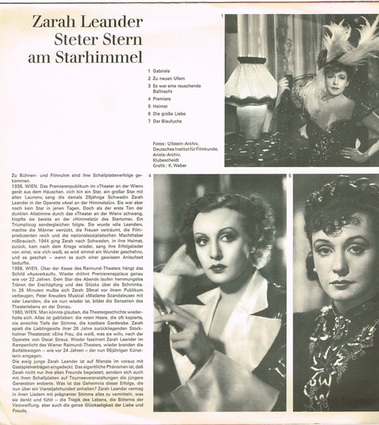 Cover zu Zarah Leander - So Bin Ich Und So Bleibe Ich, Yes Sir ! | 1963 | Vinyl, LP, Compilation | Pop, Stage & Screen | Germany