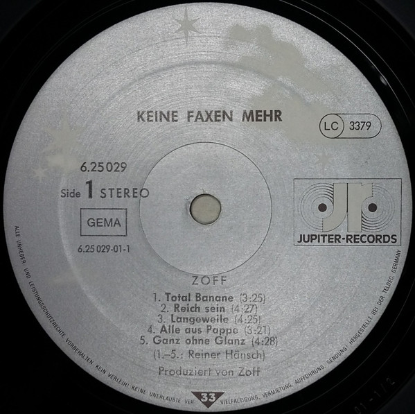 Cover zu Zoff - Keine Faxen Mehr | 1982 | Vinyl, LP, Album, Stereo | Rock | Germany