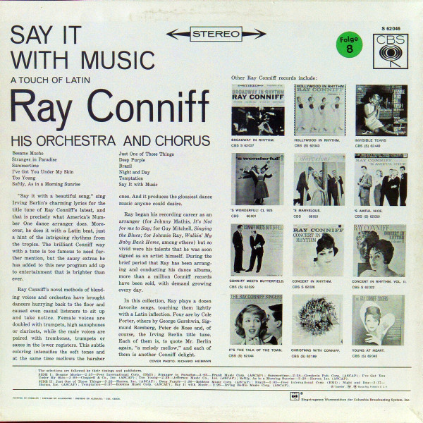 Cover zu Ray Conniff And His Orchestra & Chorus - Say It With Music (A Touch Of Latin) | Vinyl | Jazz | Germany
