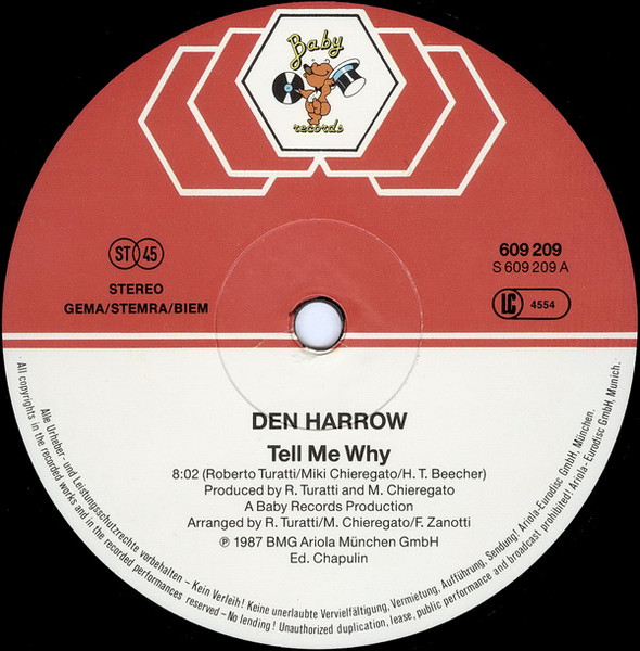 Cover zu Den Harrow - Tell Me Why | 1987 | Vinyl | Electronic | Europe Schallplatten Ankauf