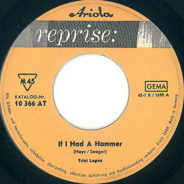 Cover zu Trini Lopez - If I Had A Hammer | 1963 | Vinyl | Rock, Pop | Germany Schallplatten Ankauf