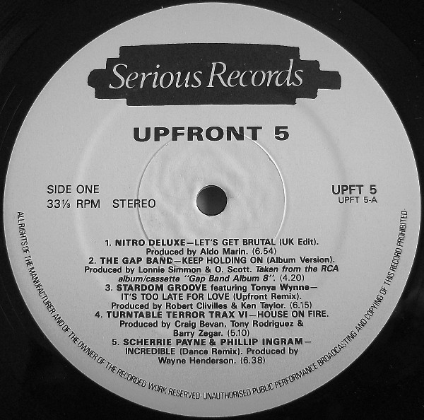 Cover zu Various - Upfront 5 | 1987 | Vinyl | Electronic | UK Schallplatten Ankauf