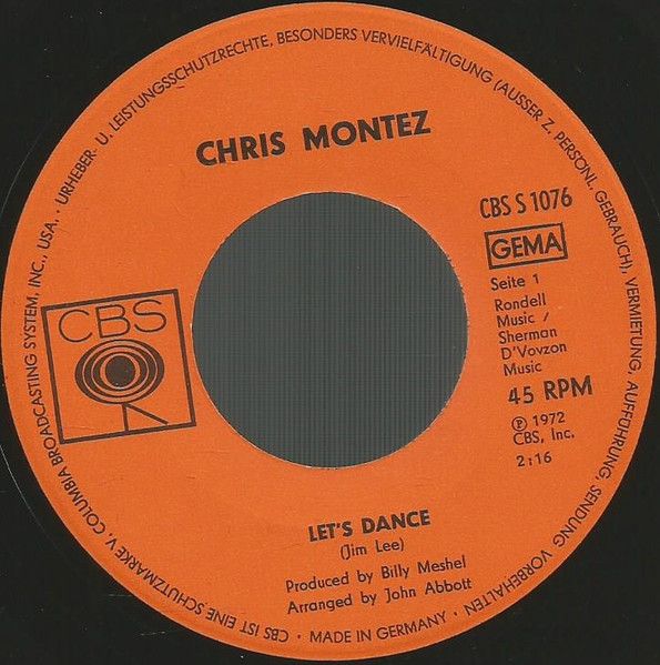 Cover zu Chris Montez - Let's Dance / Somebody Loves You | 1972 | Vinyl | Rock | Germany