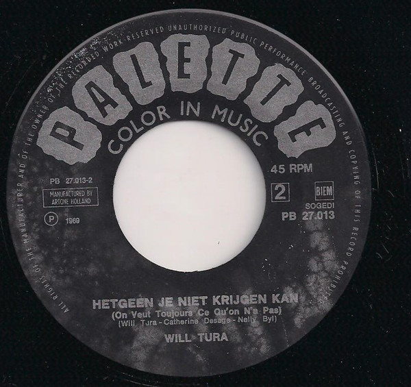 Cover zu Will Tura - In De Koolmijn | 1969 | Vinyl | Pop | Belgium Schallplatten Ankauf