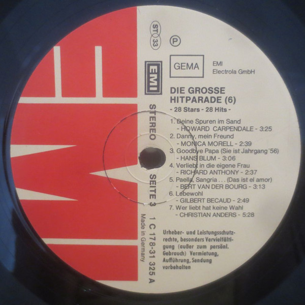 Cover zu Various - 28 Stars 28 Hits - Die Große Hitparade 6 | 1975 | Vinyl | Pop | Germany