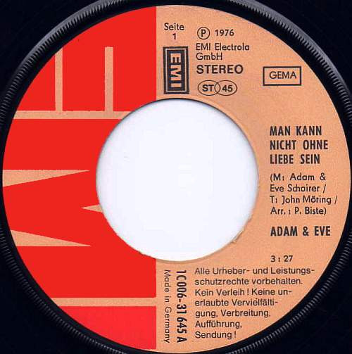 Cover zu Adam & Eve (6) - Man Kann Nicht Ohne Liebe Sein | 1976 | Vinyl | Pop | Germany Schallplatten Ankauf