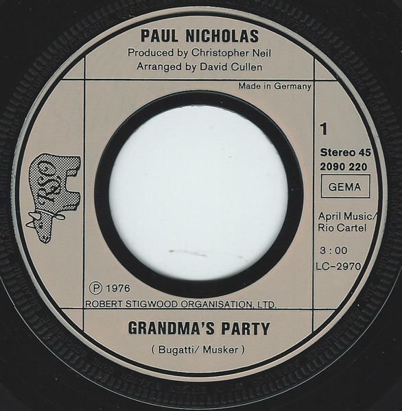 Cover zu Paul Nicholas - Grandma's Party | 1977 | Vinyl, 45 RPM, 7