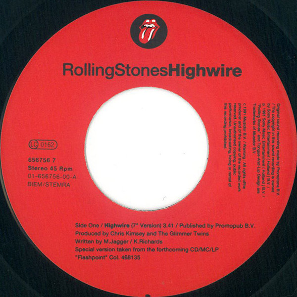 Cover zu The Rolling Stones - Highwire | 1991 | Vinyl, 7
