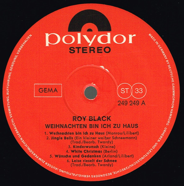 Cover zu Roy Black - Weihnachten Bin Ich Zu Haus | 1968 | Vinyl | Pop | Germany