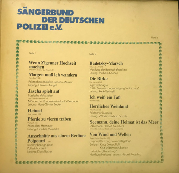Cover zu Various - Chorfest 1973 München (Sängerbund Der Deutschen Polizei) | 1973 | Vinyl, LP | Pop, Brass & Military, Folk, World, & Country | Germany Schallplatten Ankauf