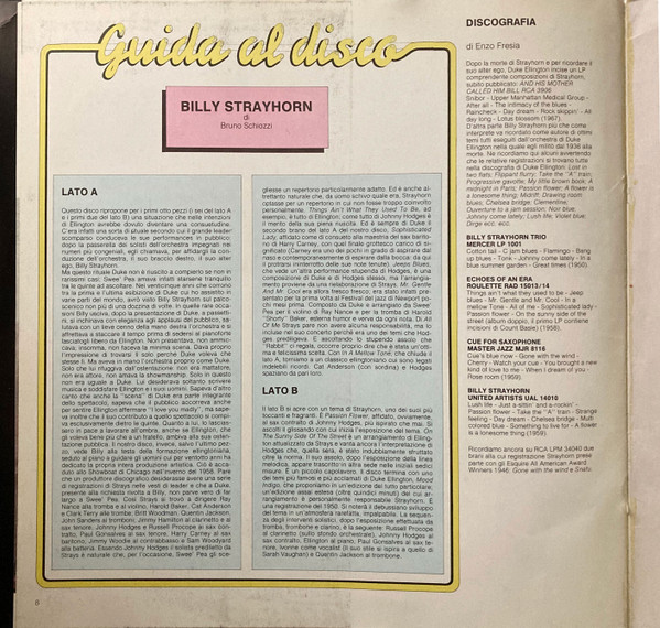 Cover zu Billy Strayhorn - Billy Strayhorn | 1981 | Vinyl | Jazz | Italy