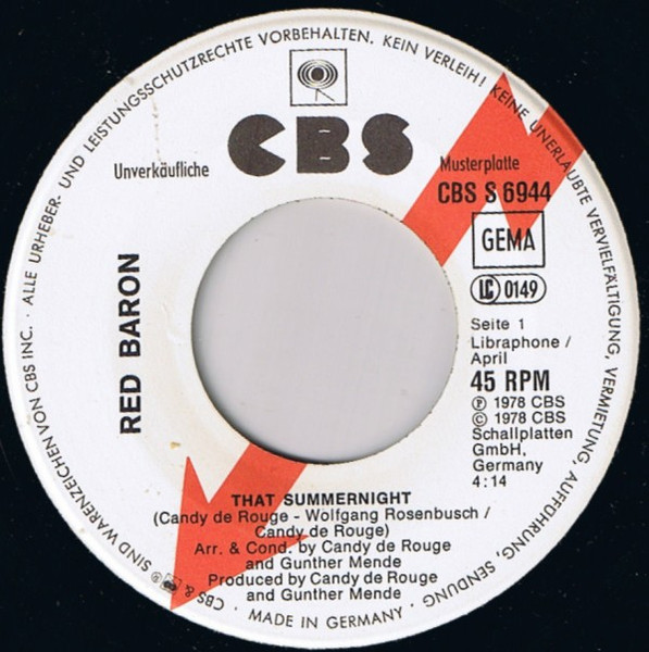 Cover zu Red Baron (2) - That Summernight | 1978 | Vinyl | Rock, Pop | Germany Schallplatten Ankauf