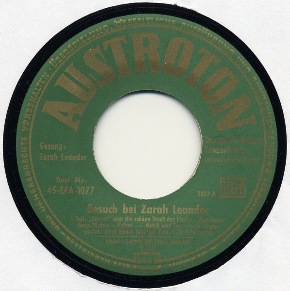 Cover zu Zarah Leander - Besuch Bei Zarah Leander | 1959 | Vinyl, 45 RPM, 7