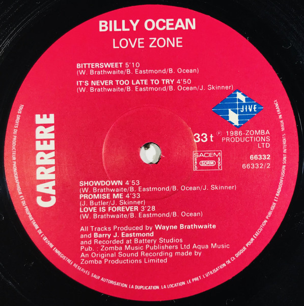 Cover zu Billy Ocean - Love Zone | 1986 | Vinyl | Electronic | France Schallplatten Ankauf