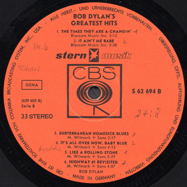 Cover zu Bob Dylan - Bob Dylan's Greatest Hits | Vinyl | Rock | Germany Schallplatten Ankauf