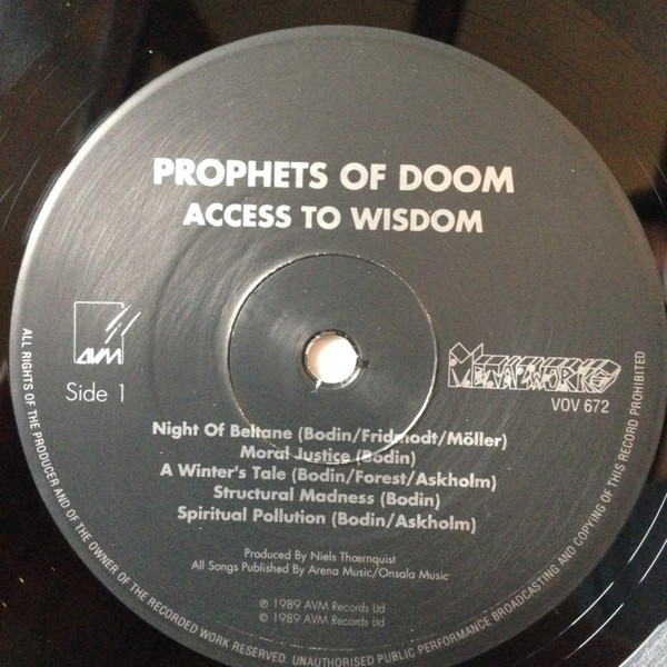 Cover zu Prophets Of Doom (2) - Access To Wisdom | 1989 | Vinyl | Rock | Denmark Schallplatten Ankauf