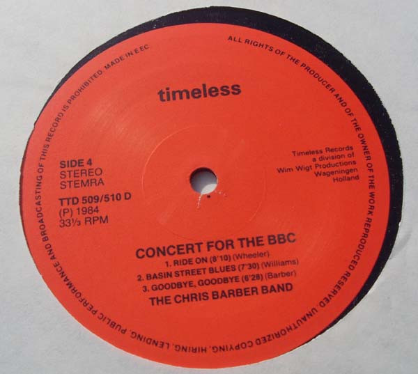 Cover zu The Chris Barber Jazz And Blues Band - Concert For The BBC | 1984 | Vinyl | Jazz | Netherlands